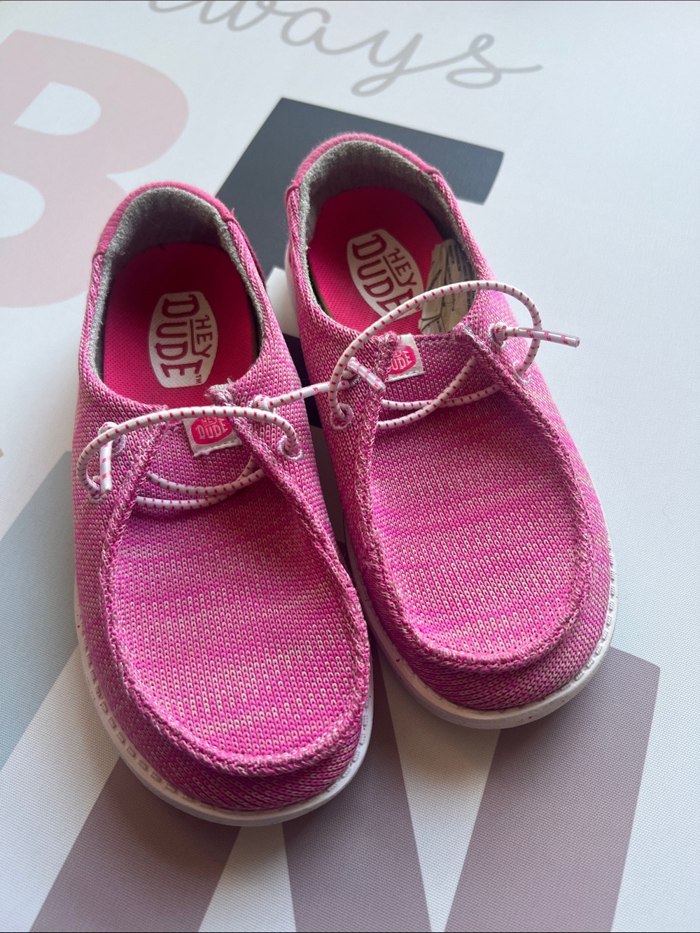 Hey Dude Kids Pink Slip-On Lace Sneakers